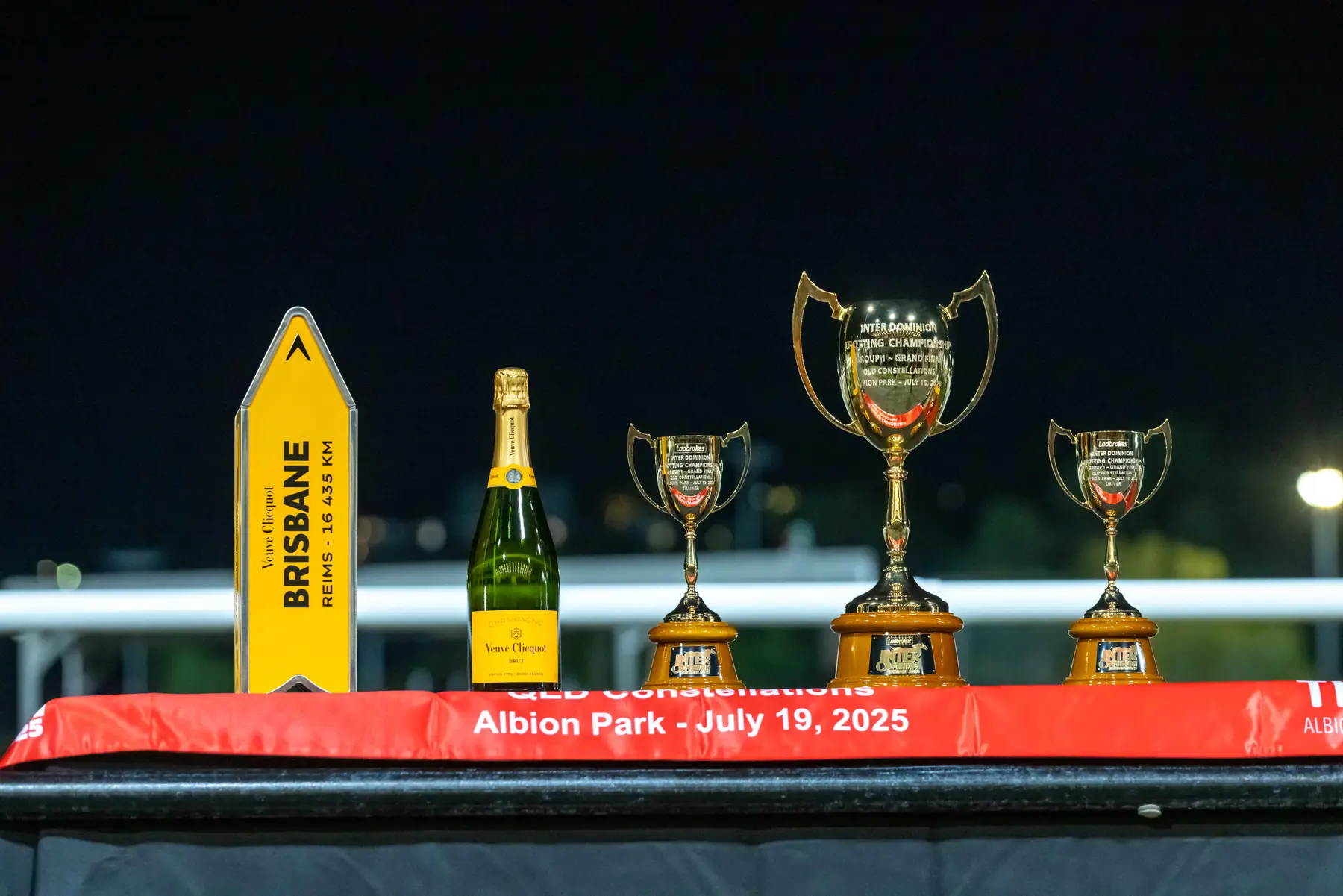 Inter Dominion trophies displayed at Albion Park on Grand Final Night