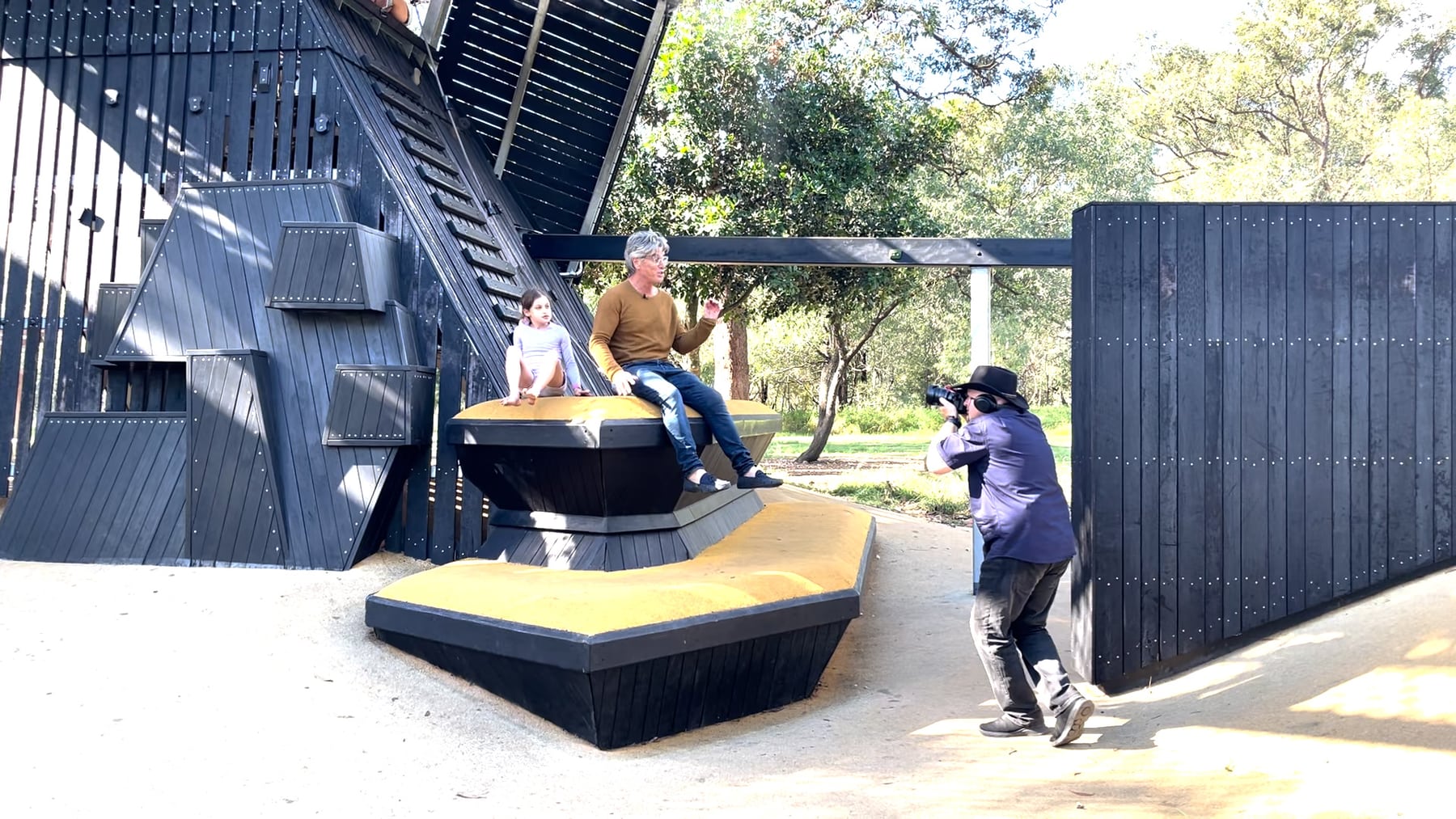 Dave filming presenter Pete Colquhoun at Bradbury Park