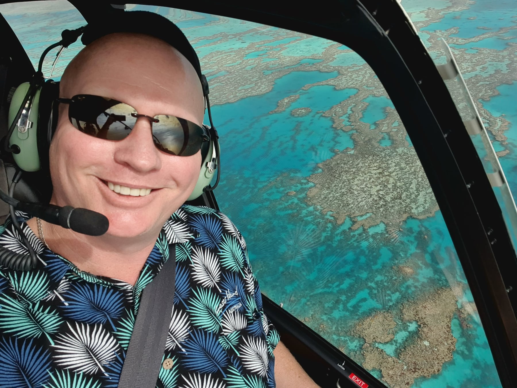 Dave flying above the Great Barrier Reef